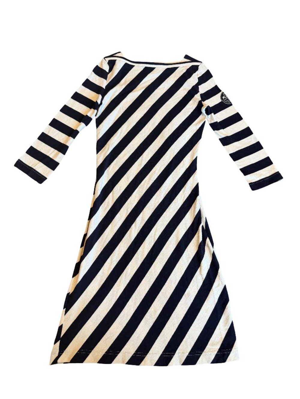Tory Burch Cotton Stretch Dress Navy White Nautical Casual Sheath Size Small